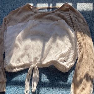 Tan and White, open back top